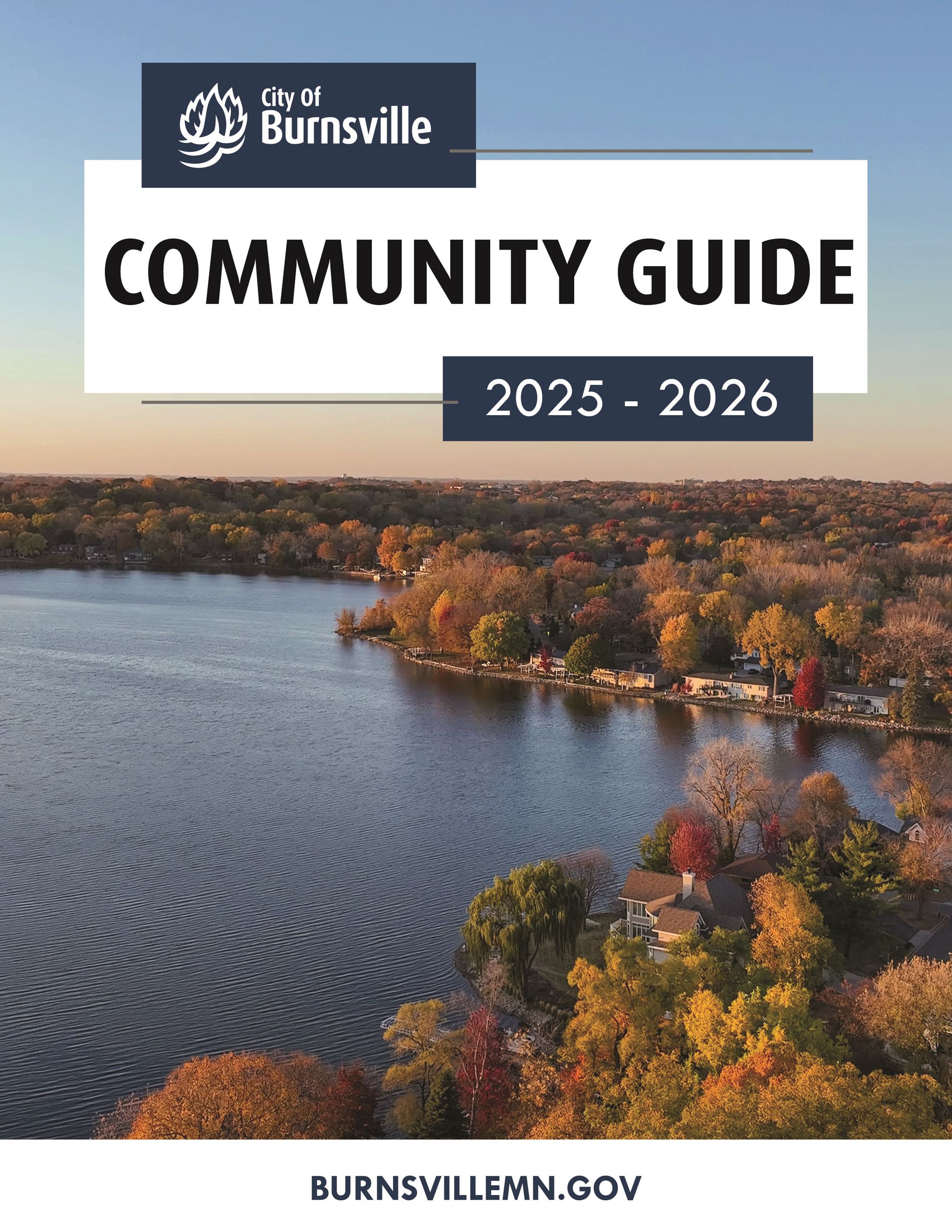 overhead view of Crystal Lake at sunset 2025 Burnsville Community Guide