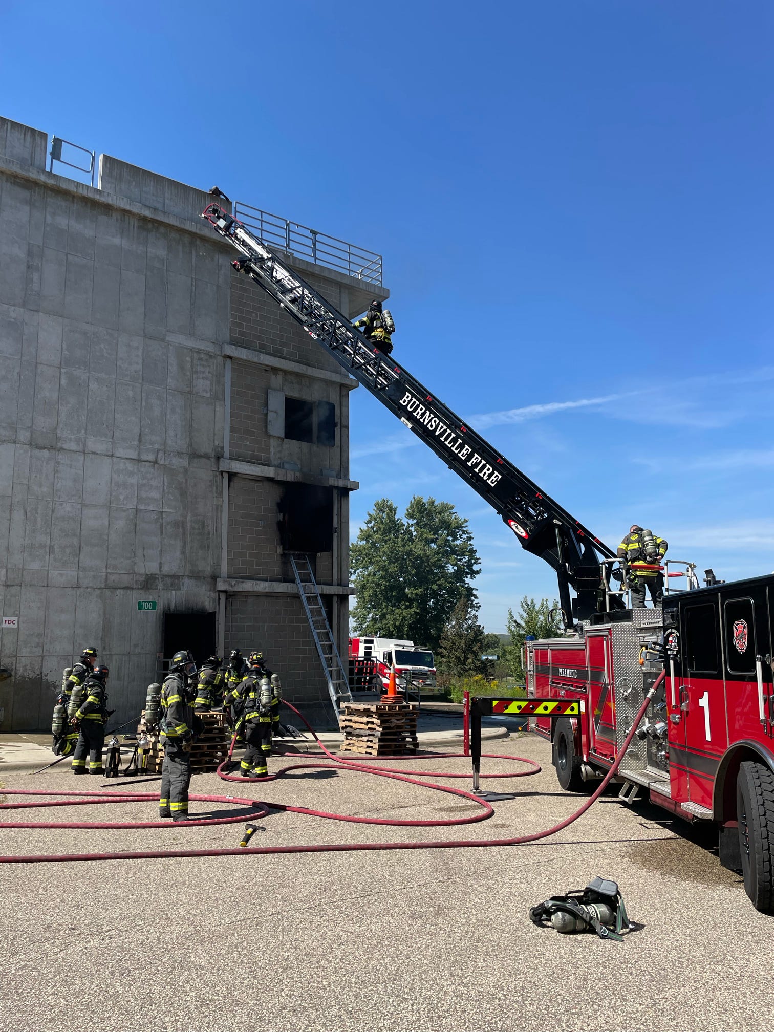 A Burnsville fire truck parked in front of the ABLE training facility
