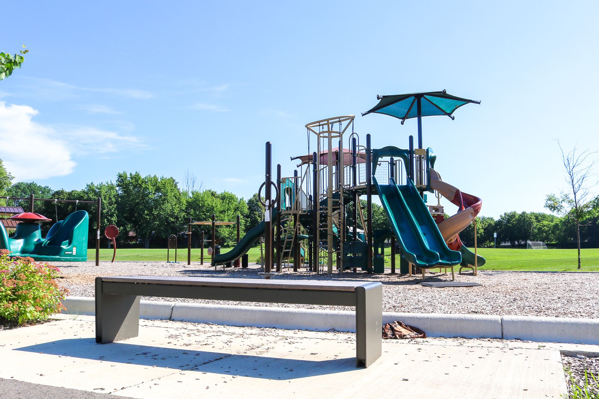 North River Hills playground and bench