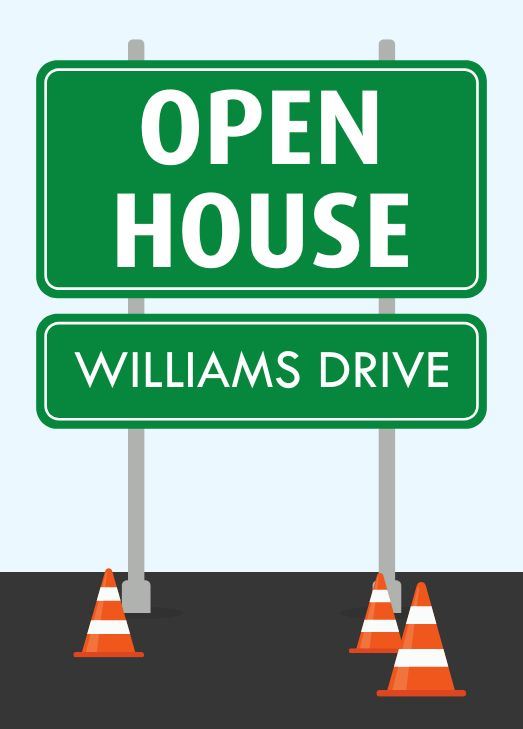 Williams drive open house road sign