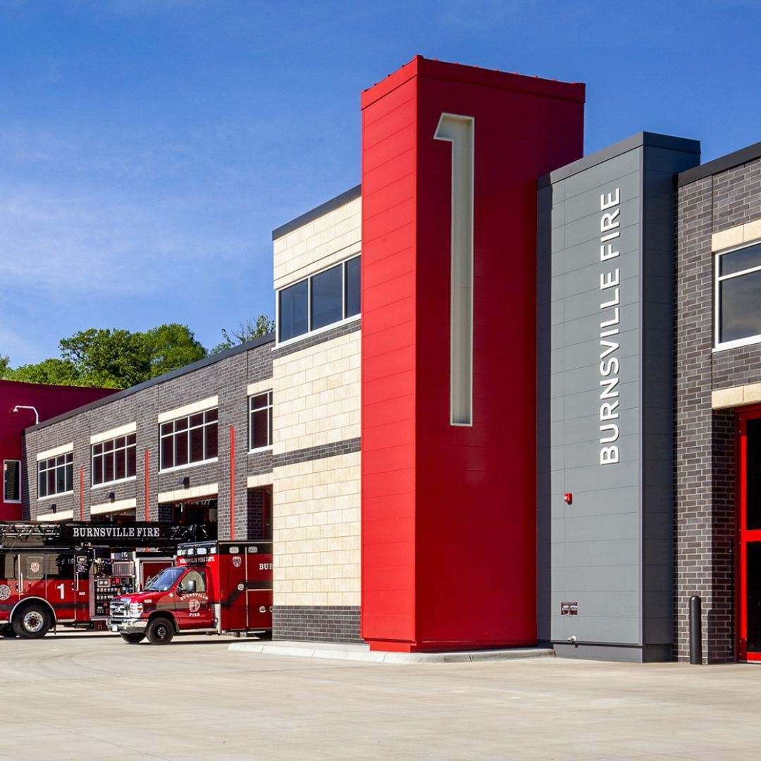Fire Station No. 1 with a few trucks outside
