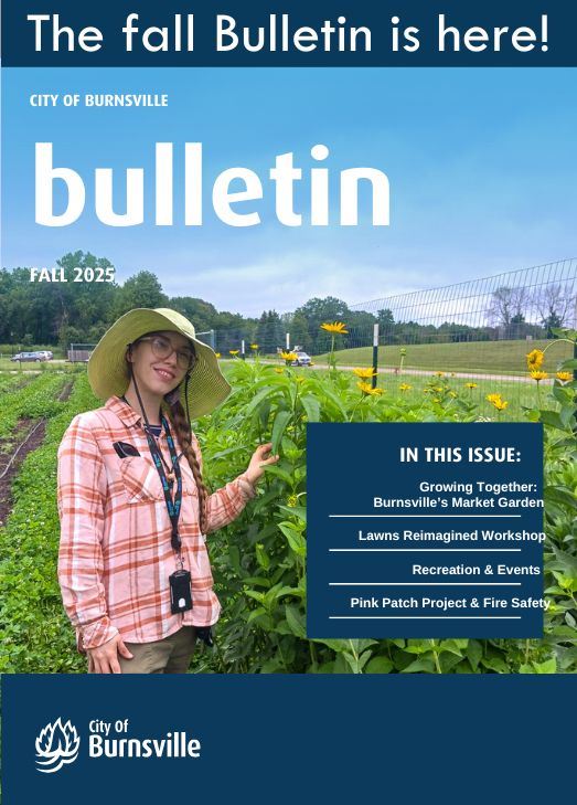 Summer bulletin cover with Burnsville leadership breaking ground on new facility