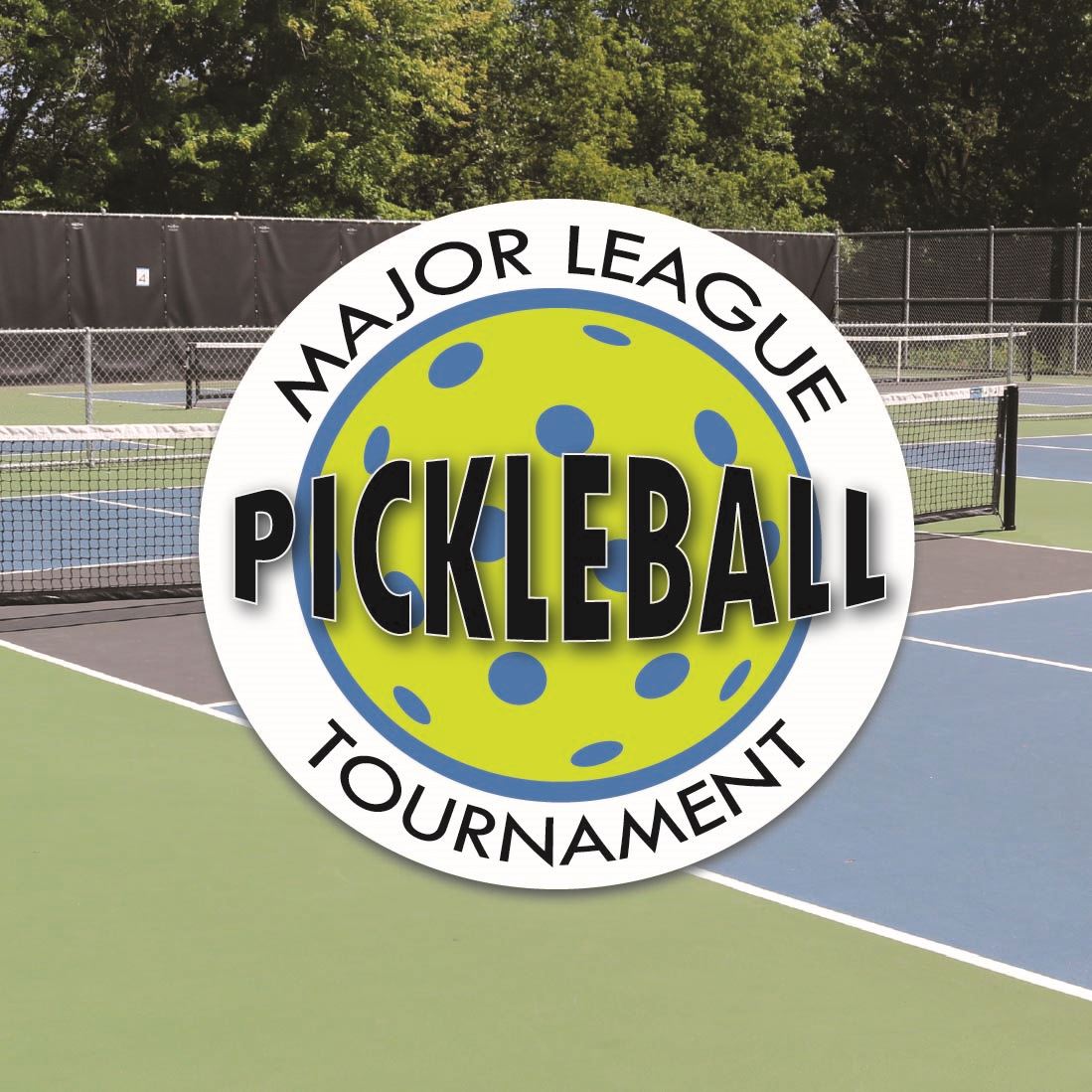 Major League Pickleball Tournament with courts in the background