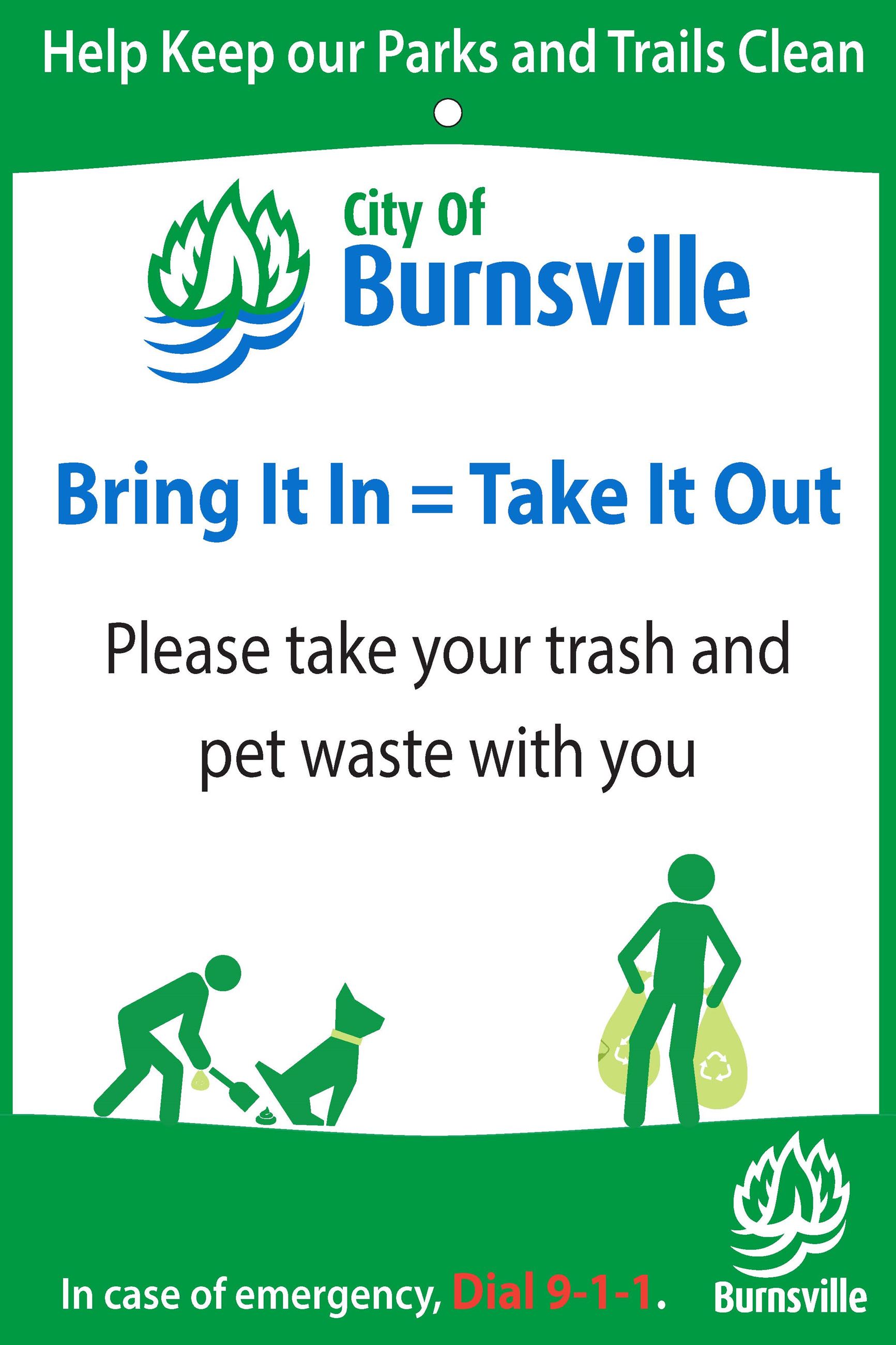 Take It In Take It Out park sign