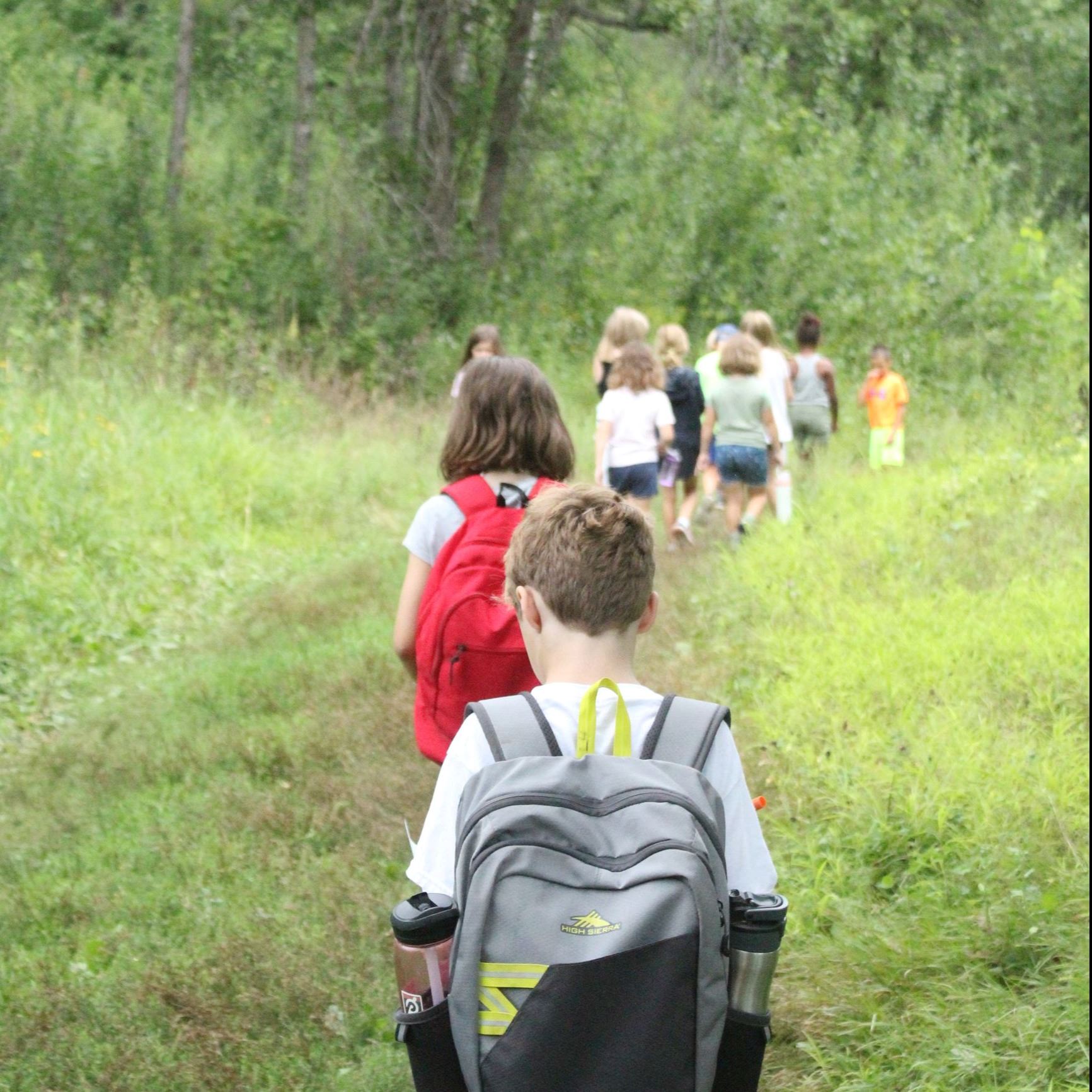 Nature Nut camp participants on a hike