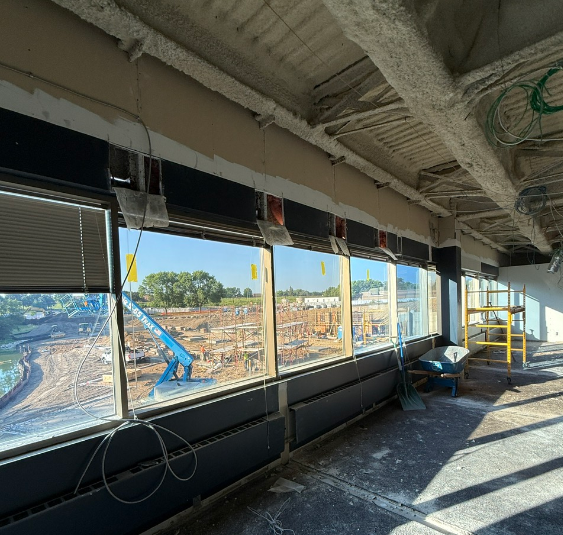 City hall work space with walls taken down