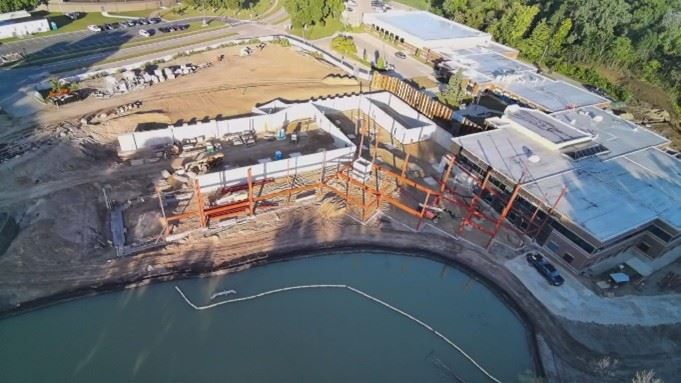 Overhead view of jobsite